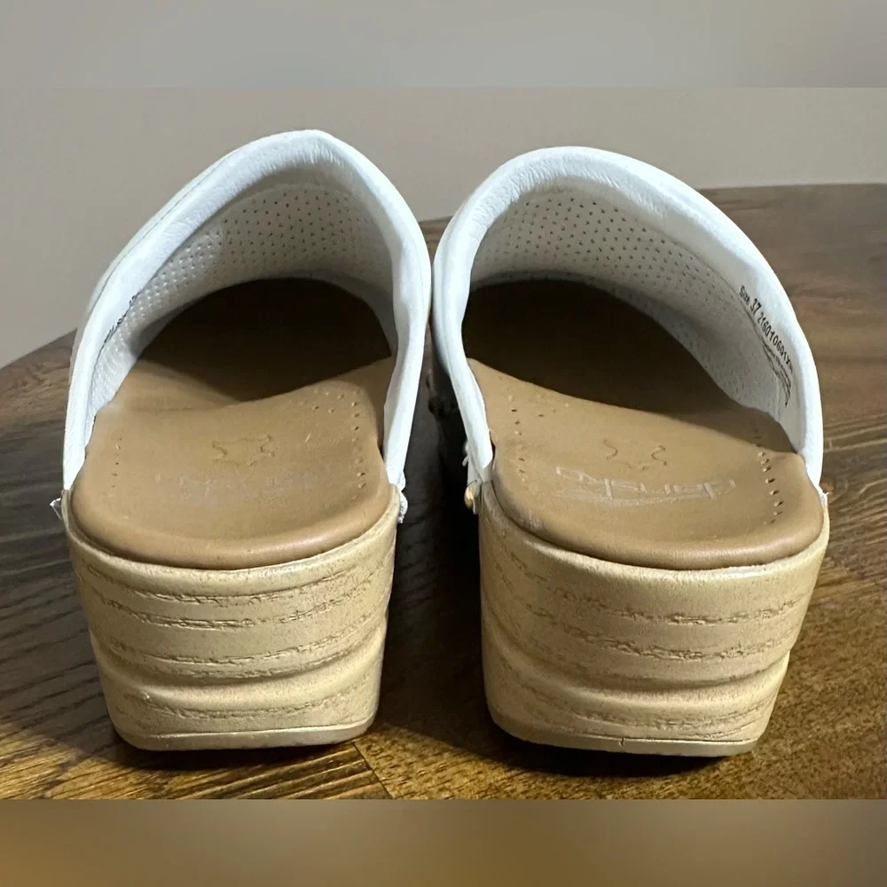 Dansko White Perforated with studs Mules with Tan Soles. New without box - Picture 6 of 7